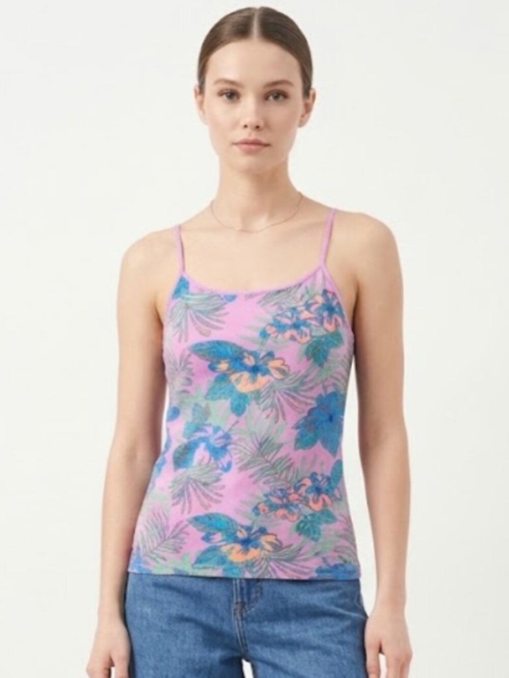 Vintage Mossimo Tank Purple Tropical Coconut Girl Y2K Beach S